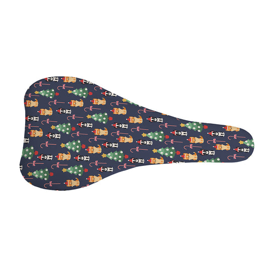 Christmas Boston Terrier And Corgi Print Bicycle Seat Cover