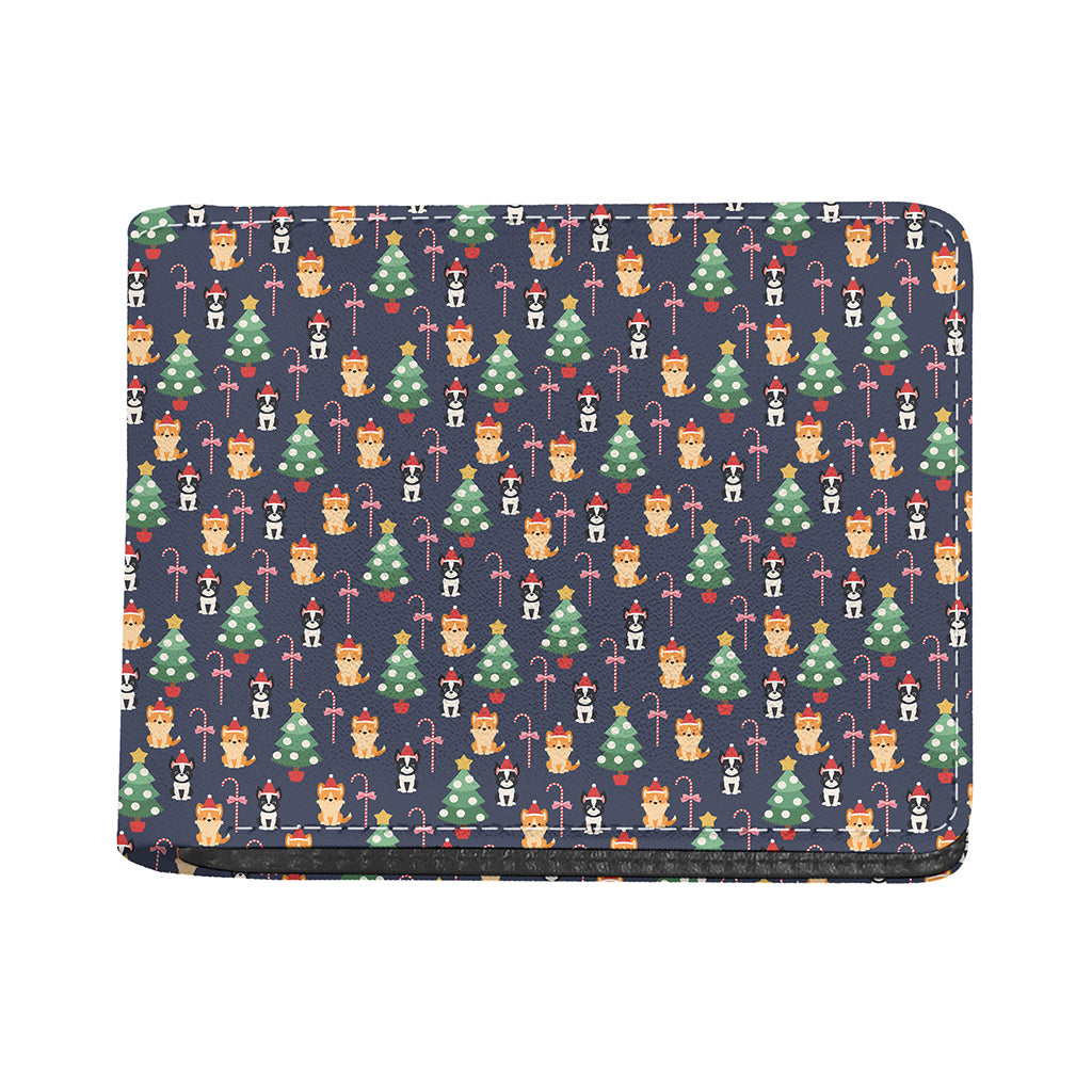 Christmas Boston Terrier And Corgi Print Bifold Wallet