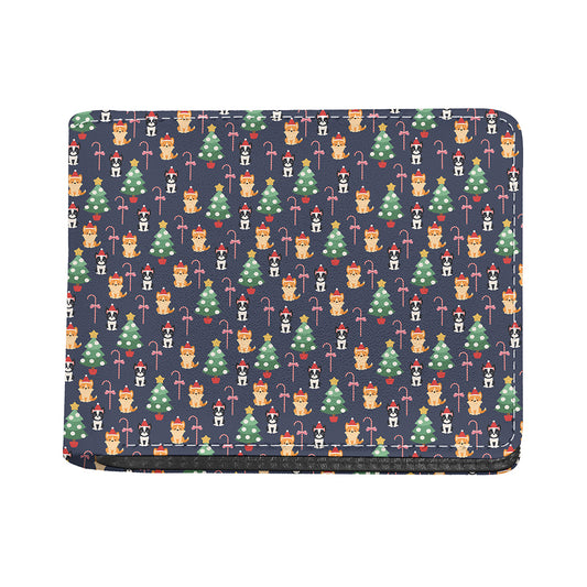 Christmas Boston Terrier And Corgi Print Bifold Wallet