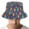 Christmas Boston Terrier And Corgi Print Bucket Hat