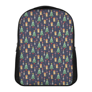 Christmas Boston Terrier And Corgi Print Casual Backpack