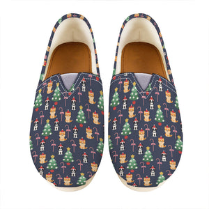 Christmas Boston Terrier And Corgi Print Casual Shoes