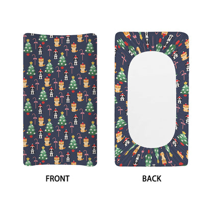 Christmas Boston Terrier And Corgi Print Changing Pad Cover