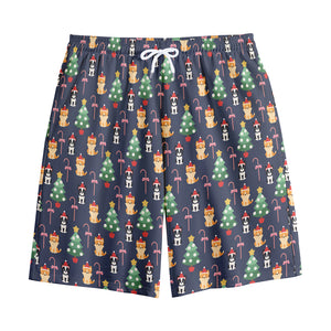 Christmas Boston Terrier And Corgi Print Cotton Shorts