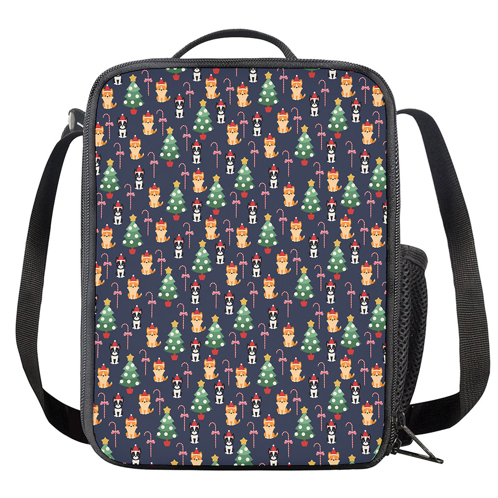 Christmas Boston Terrier And Corgi Print Crossbody Lunch Bag