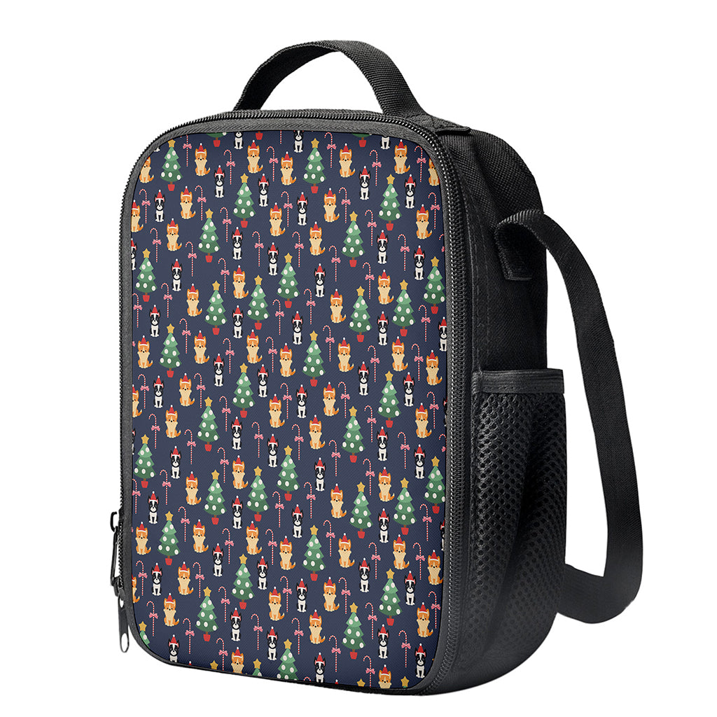 Christmas Boston Terrier And Corgi Print Crossbody Lunch Bag