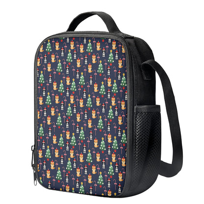 Christmas Boston Terrier And Corgi Print Crossbody Lunch Bag
