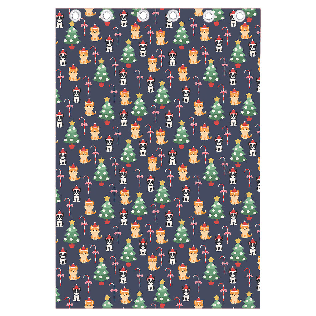 Christmas Boston Terrier And Corgi Print Curtain