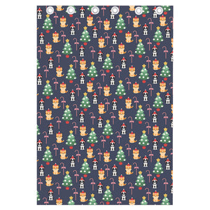 Christmas Boston Terrier And Corgi Print Curtain