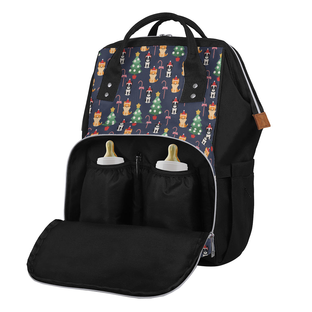 Christmas Boston Terrier And Corgi Print Diaper Bag