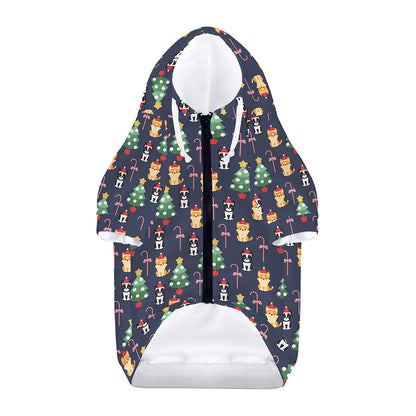 Christmas Boston Terrier And Corgi Print Dog Zip Up Hoodie