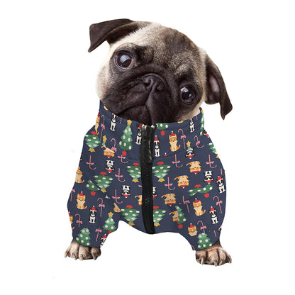 Christmas Boston Terrier And Corgi Print Dog Zip Up Jacket