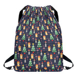Christmas Boston Terrier And Corgi Print Drawstring Backpack