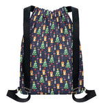 Christmas Boston Terrier And Corgi Print Drawstring Backpack