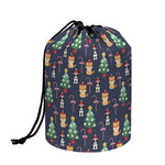 Christmas Boston Terrier And Corgi Print Drawstring Makeup Bag
