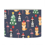 Christmas Boston Terrier And Corgi Print Drum Lamp Shade