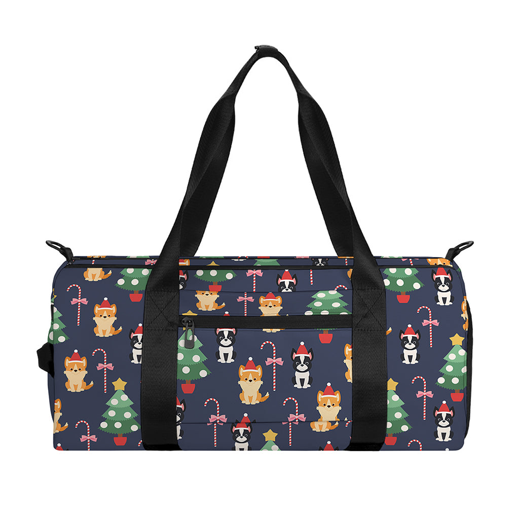 Christmas Boston Terrier And Corgi Print Gym Bag