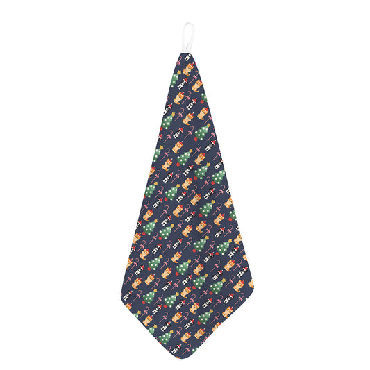 Christmas Boston Terrier And Corgi Print Hand Towel