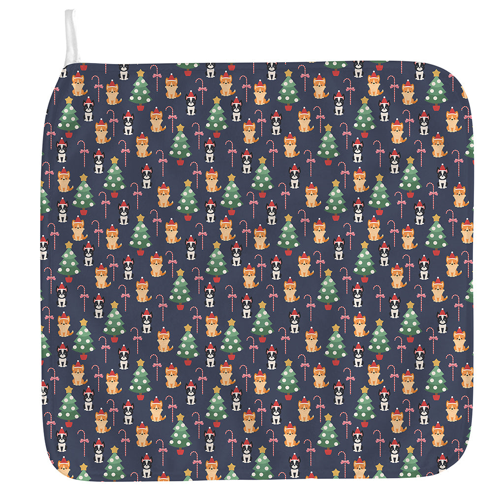 Christmas Boston Terrier And Corgi Print Hand Towel
