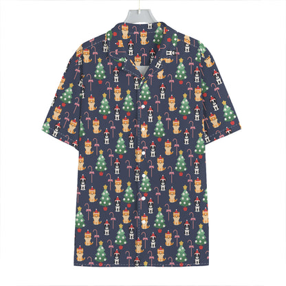 Christmas Boston Terrier And Corgi Print Hawaiian Shirt