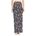 Christmas Boston Terrier And Corgi Print High Slit Maxi Skirt