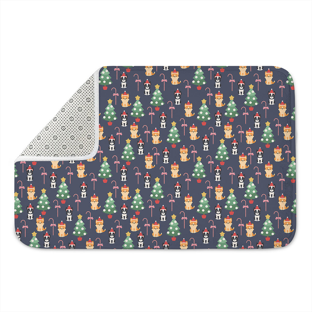 Christmas Boston Terrier And Corgi Print Indoor Door Mat