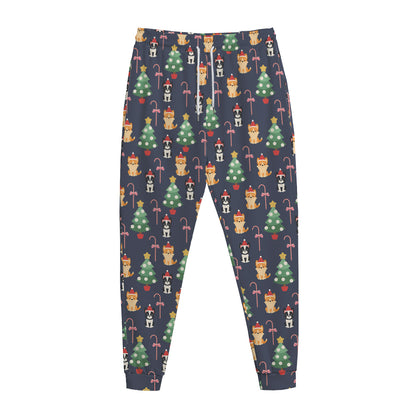 Christmas Boston Terrier And Corgi Print Jogger Pants
