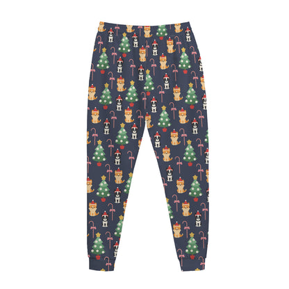 Christmas Boston Terrier And Corgi Print Jogger Pants
