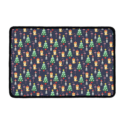 Christmas Boston Terrier And Corgi Print Kitchen Mat