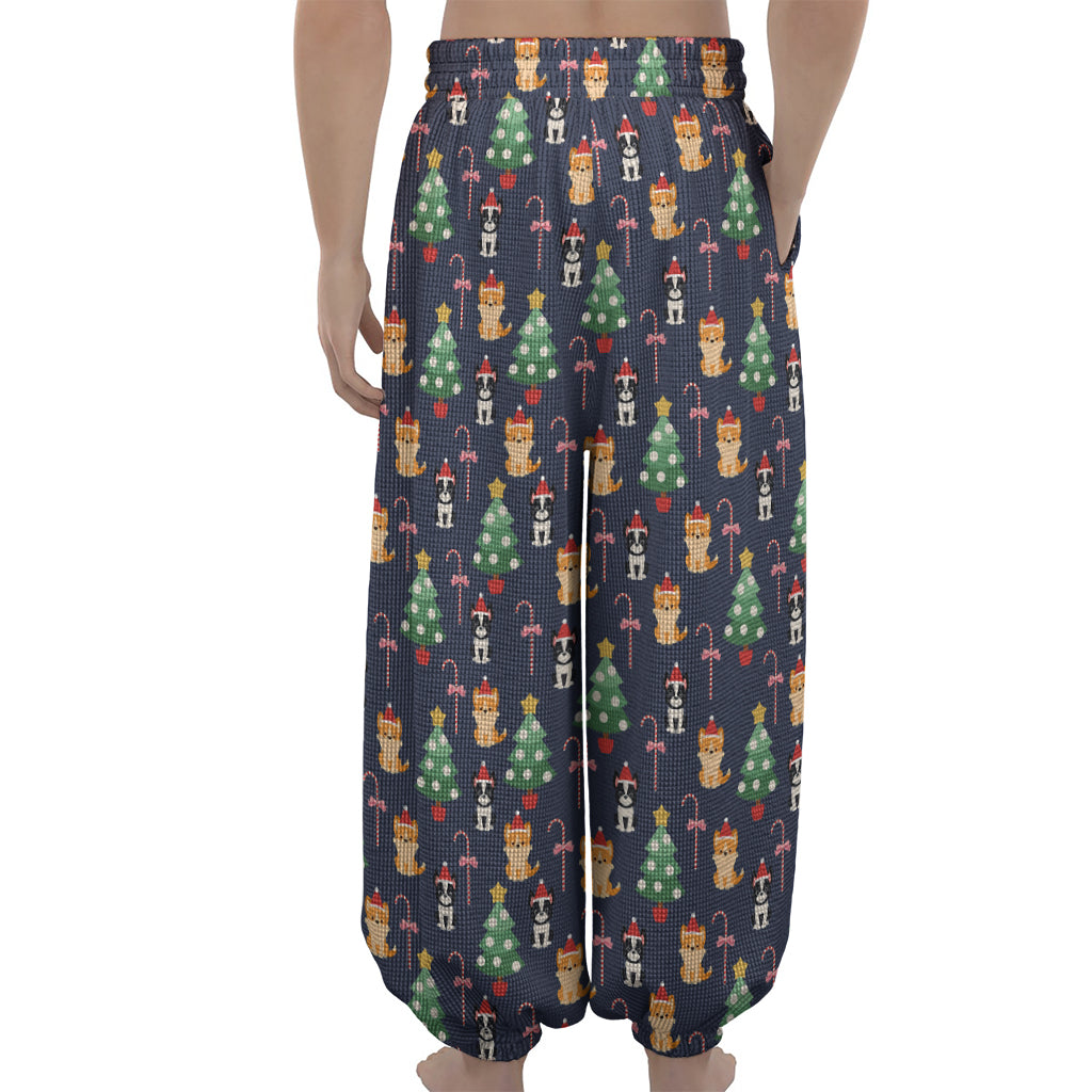 Christmas Boston Terrier And Corgi Print Lantern Pants