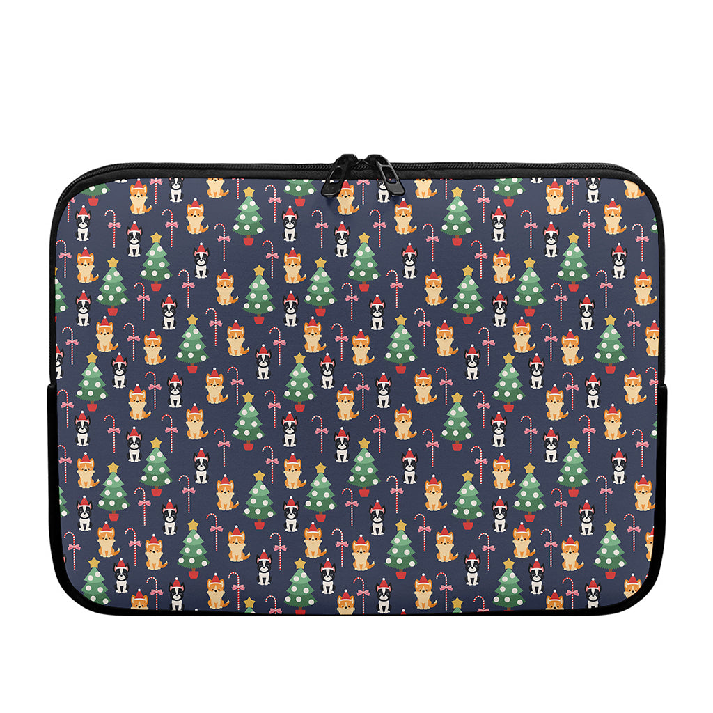 Christmas Boston Terrier And Corgi Print Laptop Sleeve