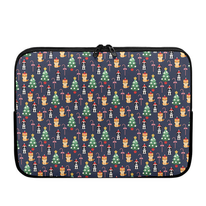 Christmas Boston Terrier And Corgi Print Laptop Sleeve