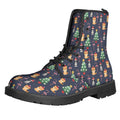 Christmas Boston Terrier And Corgi Print Lace-Up Boots