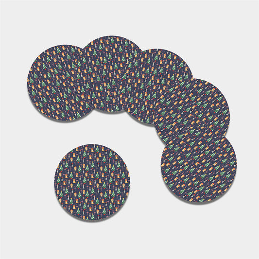Christmas Boston Terrier And Corgi Print Leather Coaster Set