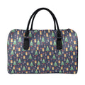 Christmas Boston Terrier And Corgi Print Leather Duffel Bag