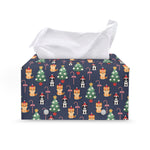 Christmas Boston Terrier And Corgi Print Leather Tissue Box Cover