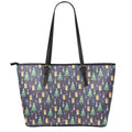 Christmas Boston Terrier And Corgi Print Leather Tote Bag With Zipper