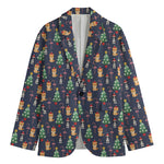 Christmas Boston Terrier And Corgi Print Men's Blazer