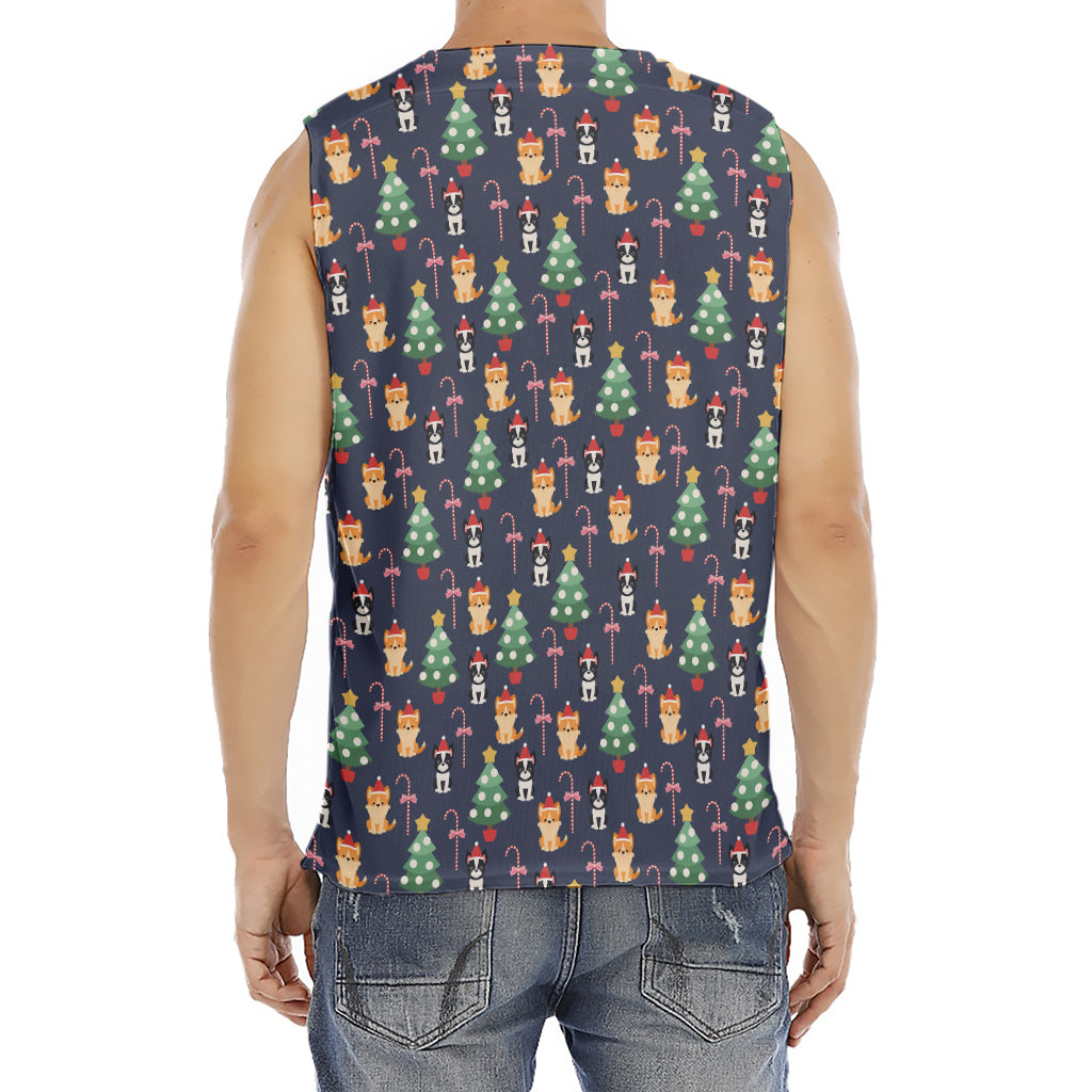 Christmas Boston Terrier And Corgi Print Men's Fitness Tank Top