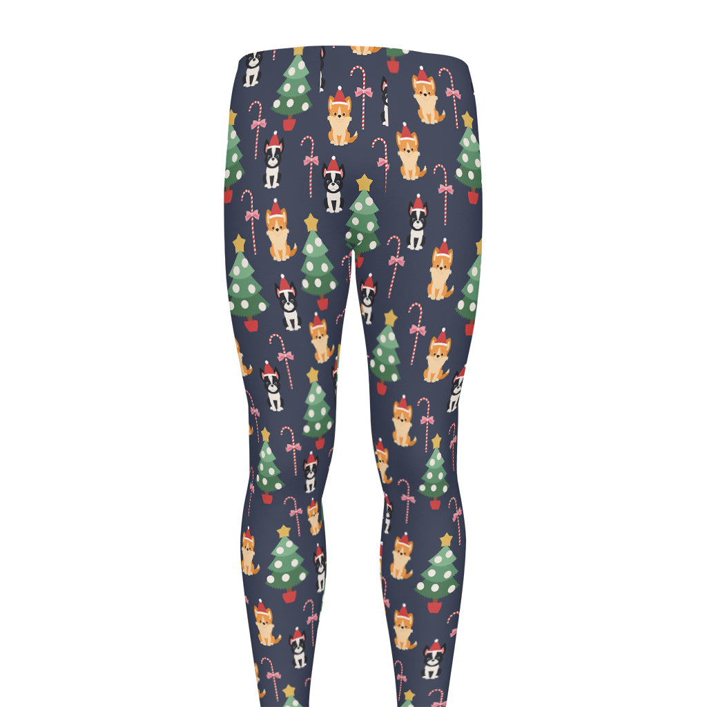 Christmas Boston Terrier And Corgi Print Men's leggings