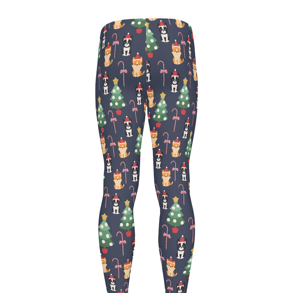 Christmas Boston Terrier And Corgi Print Men's leggings