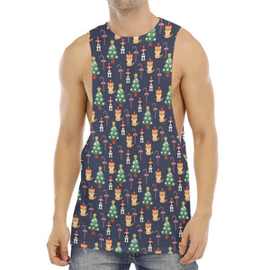 Christmas Boston Terrier And Corgi Print Men's Muscle Tank Top