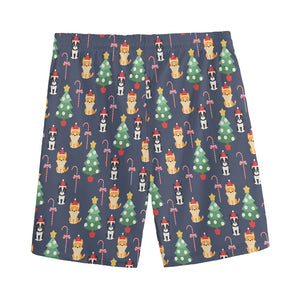 Christmas Boston Terrier And Corgi Print Men's Sports Shorts