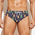 Christmas Boston Terrier And Corgi Print Men's Swim Briefs