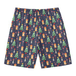 Christmas Boston Terrier And Corgi Print Men's Swim Trunks