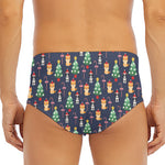Christmas Boston Terrier And Corgi Print Men's Triangle Swim Briefs
