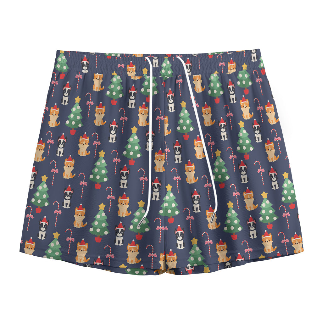 Christmas Boston Terrier And Corgi Print Mesh Shorts