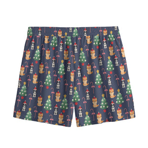 Christmas Boston Terrier And Corgi Print Mesh Shorts