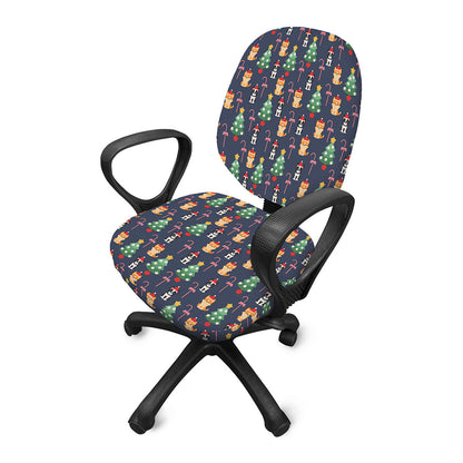 Christmas Boston Terrier And Corgi Print Office Chair Cover