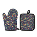 Christmas Boston Terrier And Corgi Print Oven Mitt And Pot Holder Set